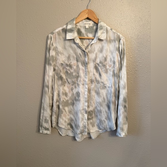 Cloth and Stone Anthropologie Water Color Button Down Blouse Medium - Picture 3 of 7